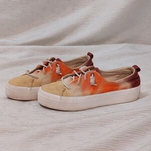 Sperry Women's Platform Sneakers in Tan, Orange and Burgundy